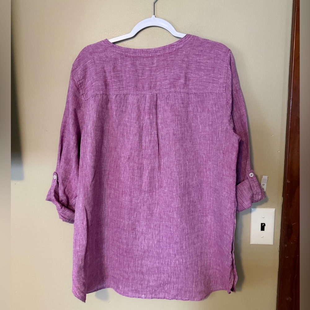 Talbots Linen Pop Over Tunic Top - Picture 4 of 7
